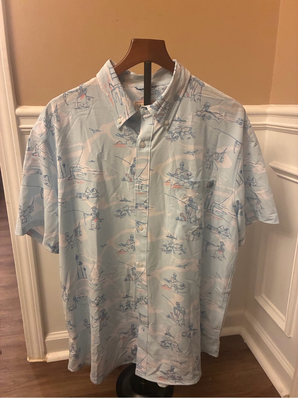 HUK Mens Kona Pattern Short Sleeve Fishing Button Down Shirt X-Large New